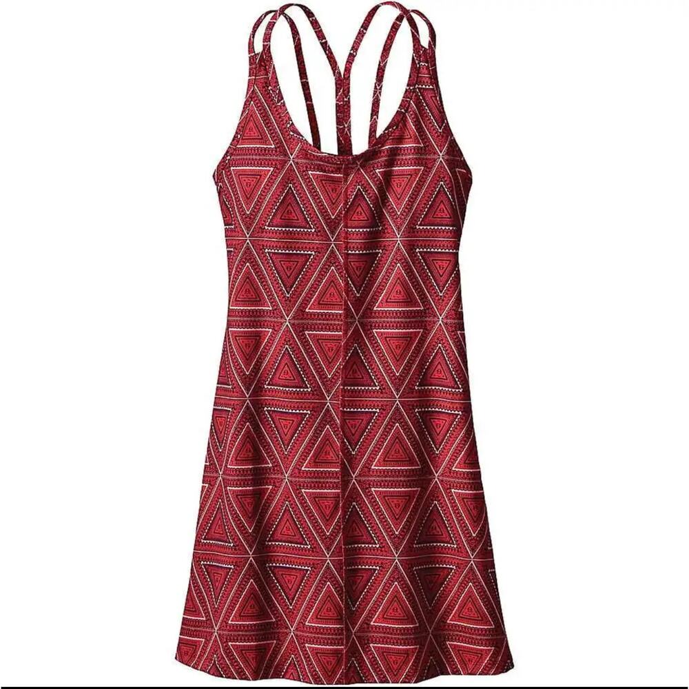 Red Geometric Triangle Print Strappy Women's Dress